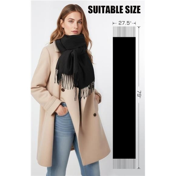 Women Winter Scarf Pashmina Shawl Wrap Cashmere Feel Blanket Scarf Warm Soft - Picture 3 of 8